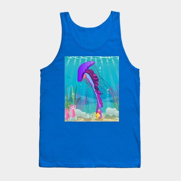 Colorful Luminous Jellyfish Sea Animals Tank Top by flofin